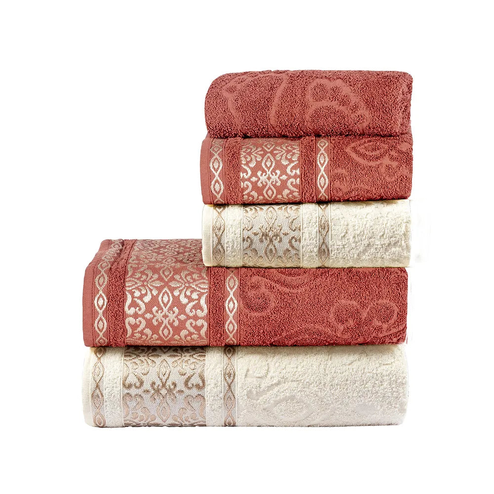 Essence Bath Towel Set 100% Cotton Terry Cloth with 5 Pieces